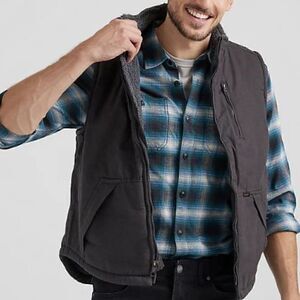 Lee Black Sherpa Canvas Vest XL